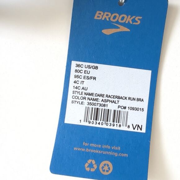 Brooks Dare Racerback Run Womens 36C Bra High Impact Running Workout Supportive - Picture 4 of 6